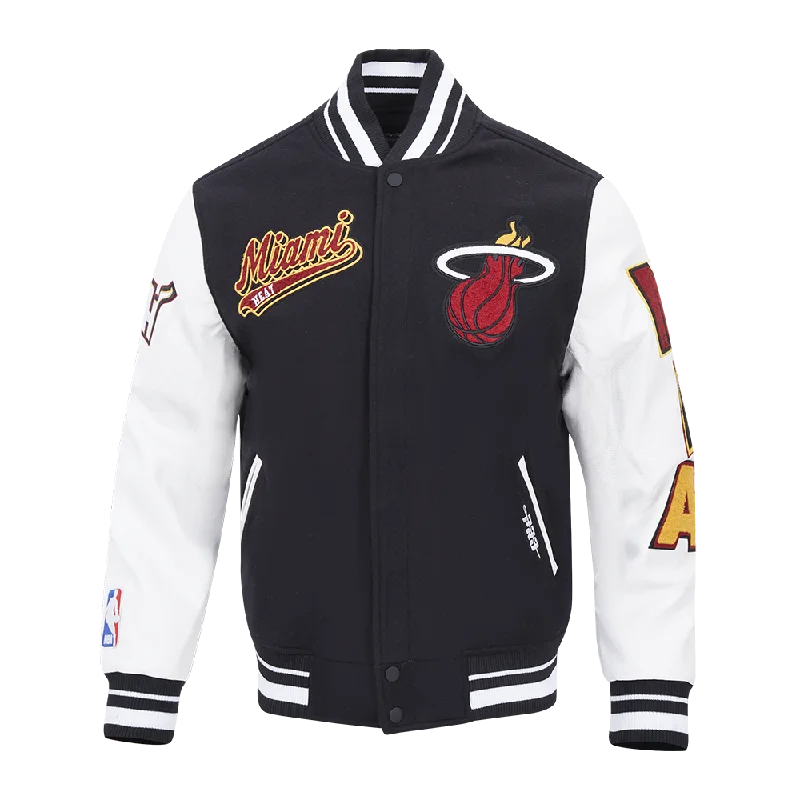 NBA MIAMI HEAT SCRIPT TAIL MEN'S RIB WOOL VARSITY (BLACK/WHITE)