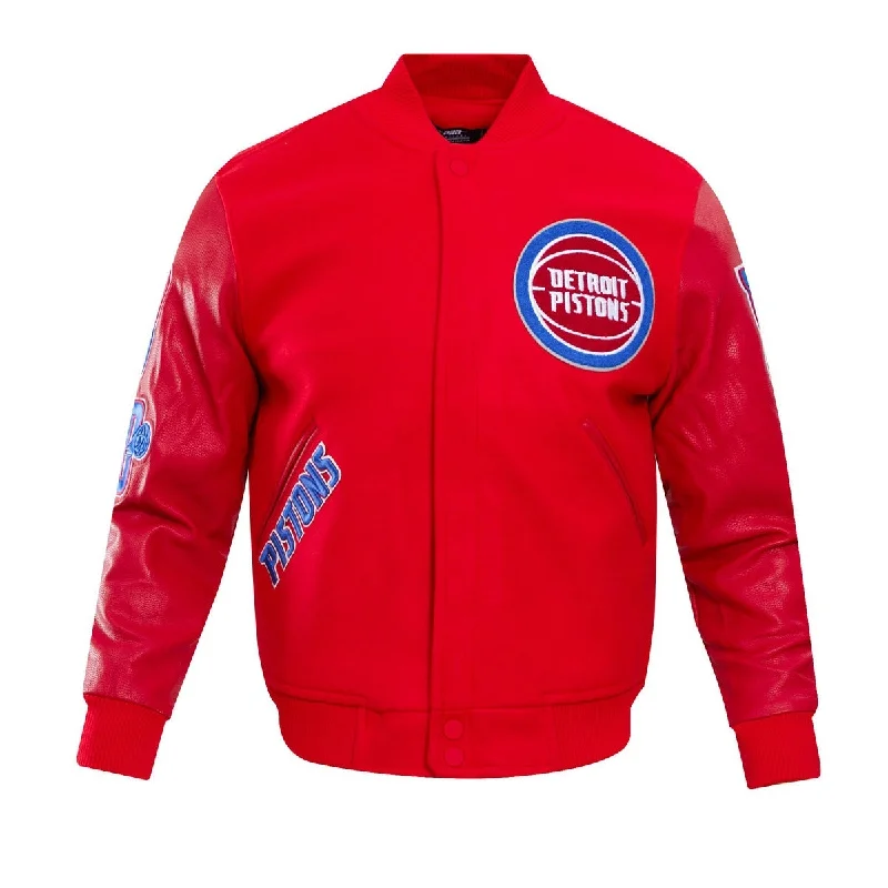 NBA DETROIT PISTONS CLASSIC WOOL MEN'S VARSITY JACKET (RED)