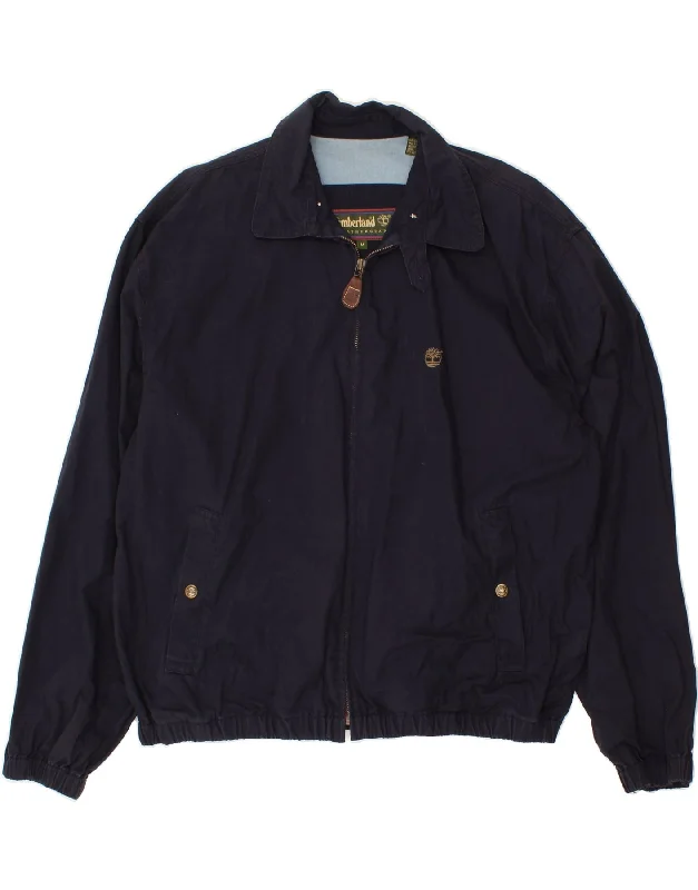 TIMBERLAND Mens Bomber Jacket UK 38 Medium Navy Blue Cotton