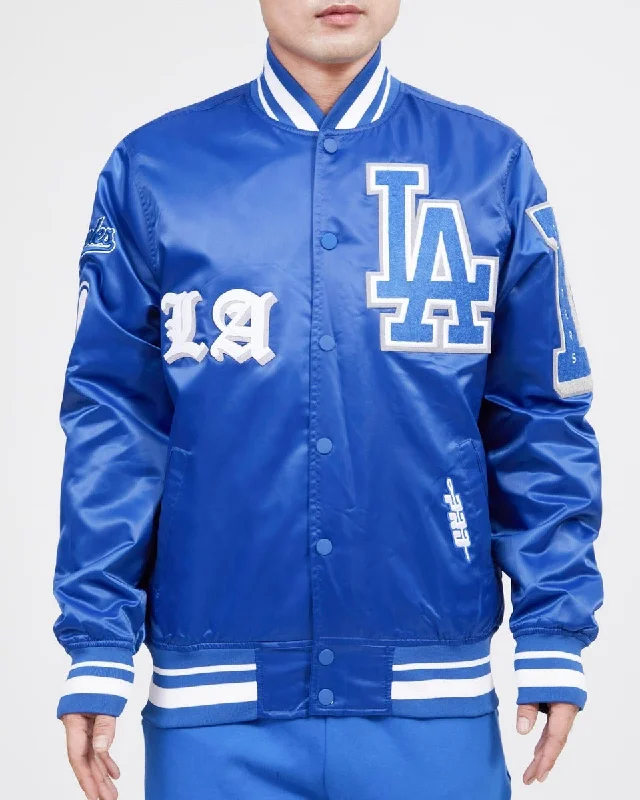 MLB LOS ANGELES DODGERS OLD ENGLISH MEN'S SATIN JACKET (DODGER BLUE)