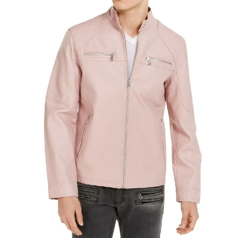 INC International Concepts Men's Washed Faux Leather Jacket Pink Size X-Large - XL