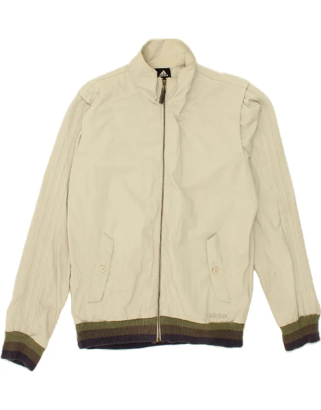 ADIDAS Mens Bomber Jacket UK 36 Small Beige Cotton