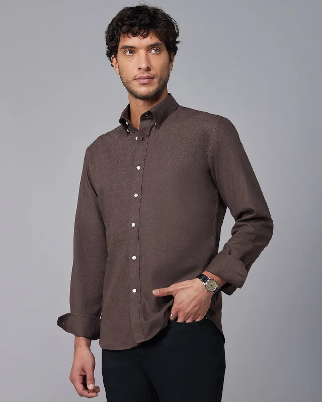 Brown Brushed Twill Shirt