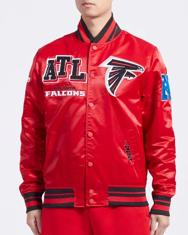 NFL ATLANTA FALCONS MASHUP MEN'S RIB SATIN JACKET (RED/BLACK)