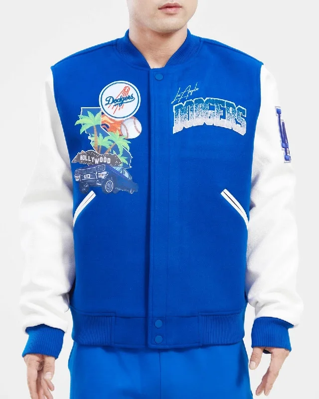 MLB LOS ANGELES DODGERS HOMETOWN WOOL MEN'S VARSITY JACKET (DODGER BLUE / WHITE)