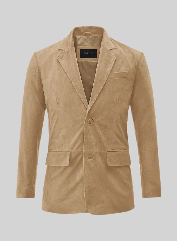 Latte Beige Suede Leather Blazer