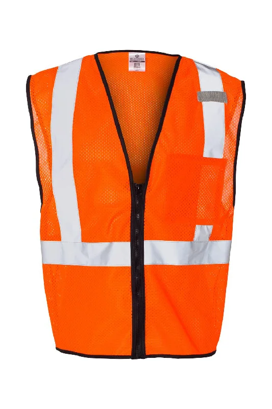 Kishigo Mens Single Pocket Zipper Mesh Class 2 Vest - Orange