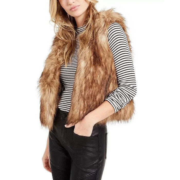 OAT Women's Faux Fur Vest Brown Size X-Small