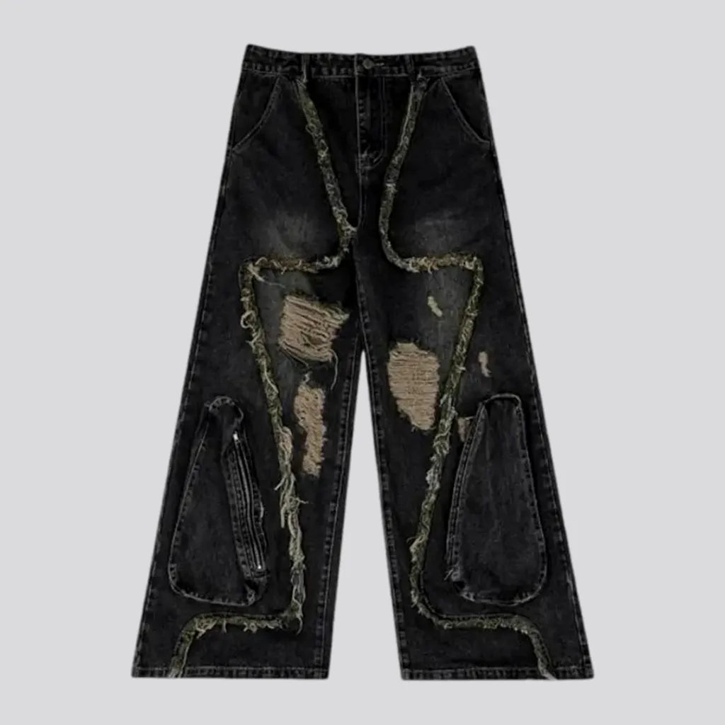 Boho grunge distressed men's jeans