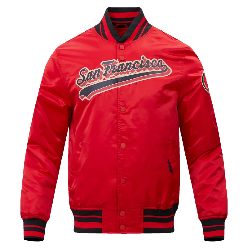 NFL SAN FRANCISCO 49ERS SCRIPT TAIL MEN'S SATIN JACKET (RED/BLACK)