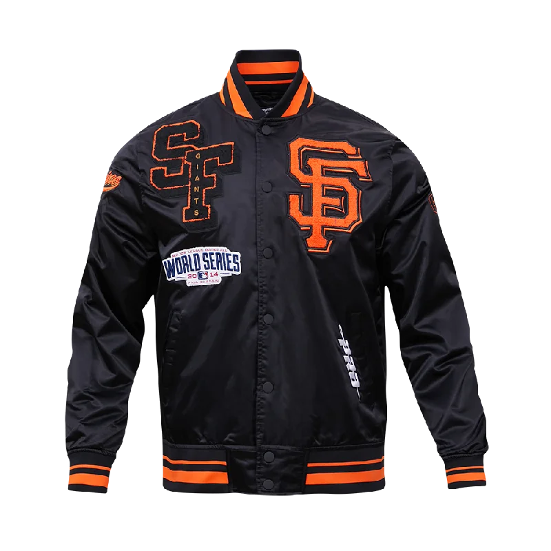 MLB SAN FRANCISCO GIANTS MASHUP MEN'S RIB SATIN JACKET (BLACK)