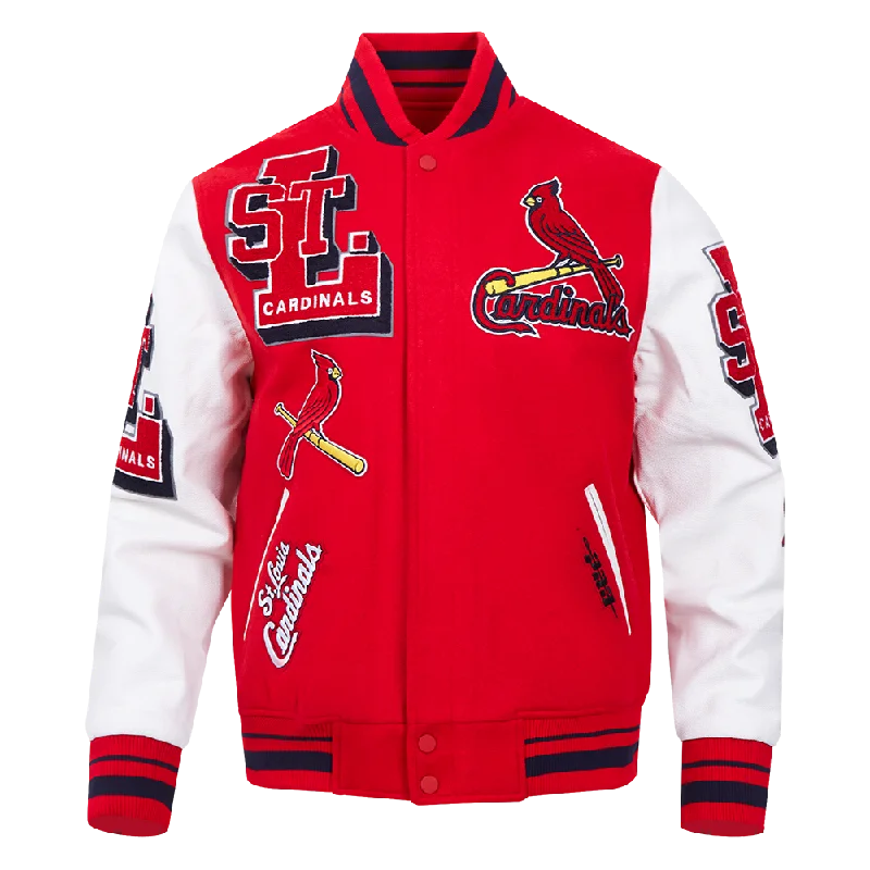 MLB ST. LOUIS CARDINALS MASHUP MEN'S RIB WOOL VARSITY JACKET (RED/WHITE/MIDNIGHT NAVY)