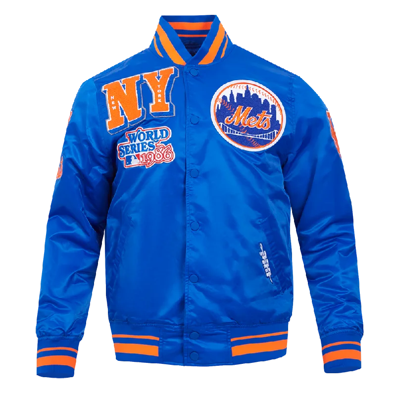 MLB NEW YORK METS MASHUP MEN'S RIB SATIN JACKET (ROYAL/ORANGE/ROYAL)