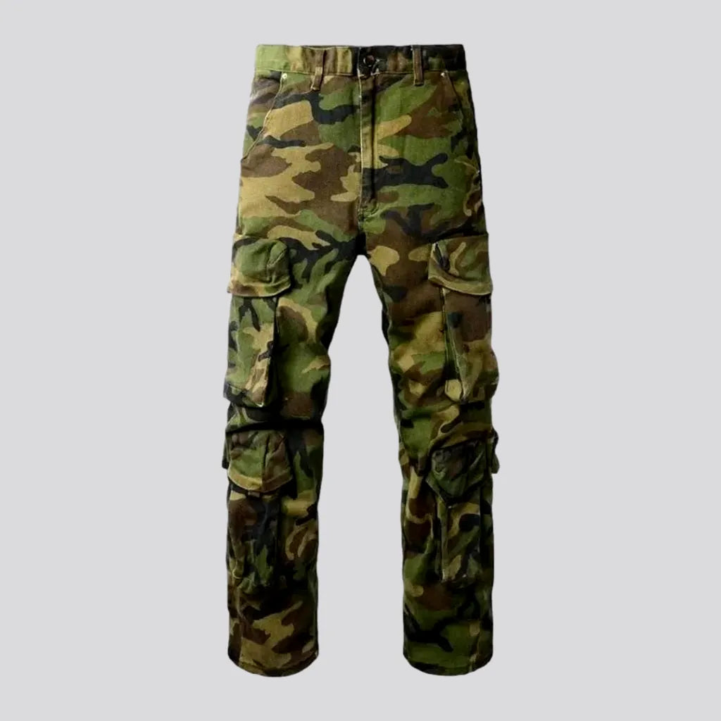 Camouflage men's denim pants