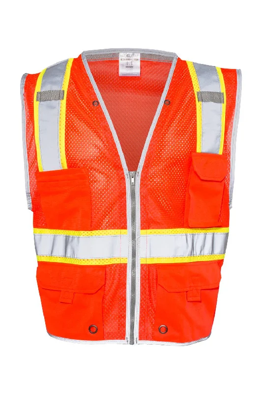 Kishigo Mens Premium Brilliant Series Heavy Duty Class 2 Vest - Fluorescent Red - Closeout