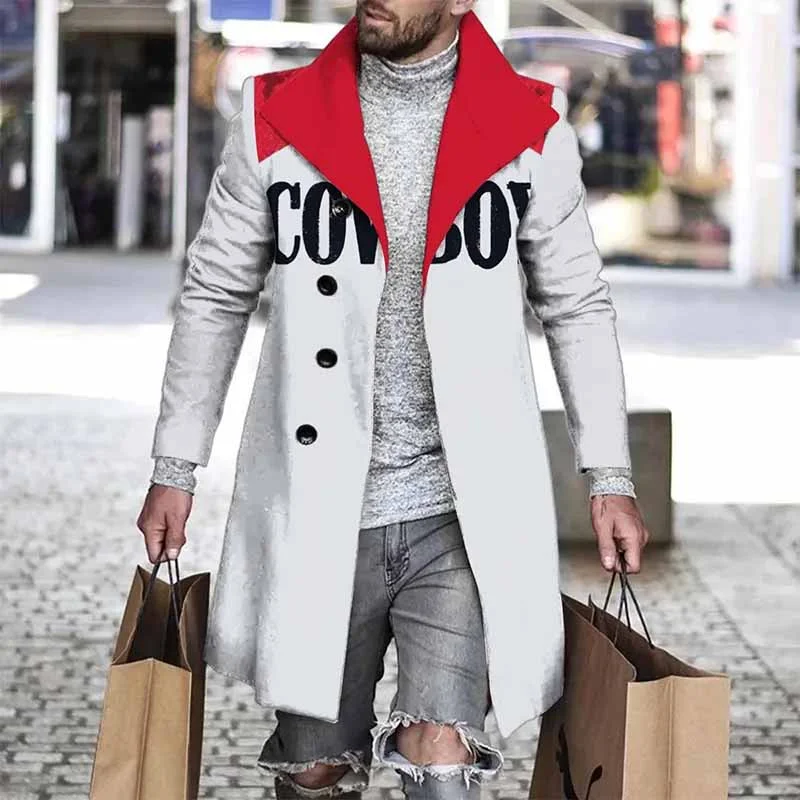 Men's Simple Text Print Coat