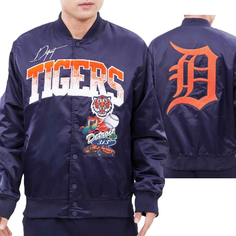 MLB DETROIT TIGERS HOMETOWN MEN'S SATIN JACKET (MIDNIGHT NAVY)