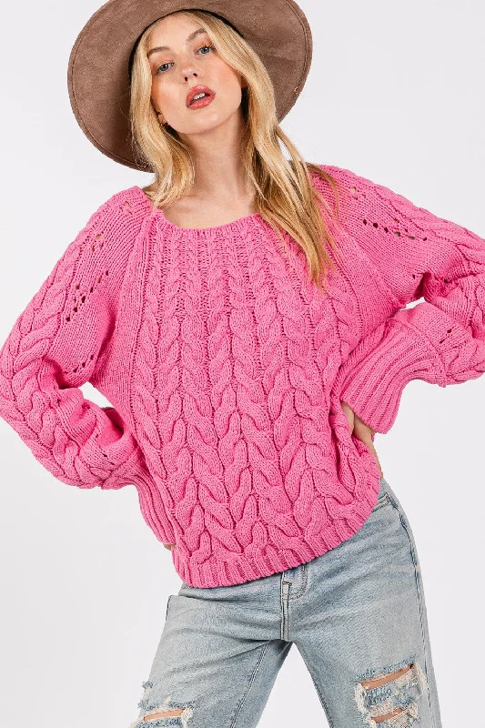 Cable-Knit Long Sleeve Sweater