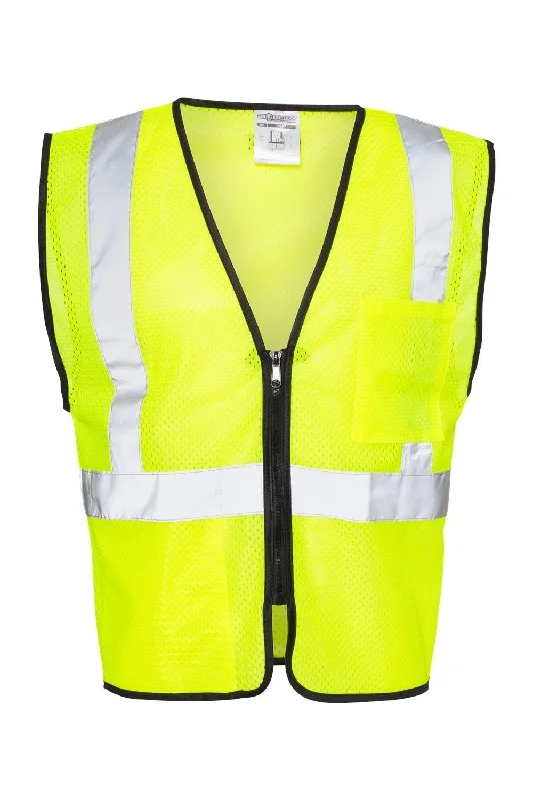 Kishigo Mens Double Pocket Zippered Economy Class 2  Vest - Lime Green