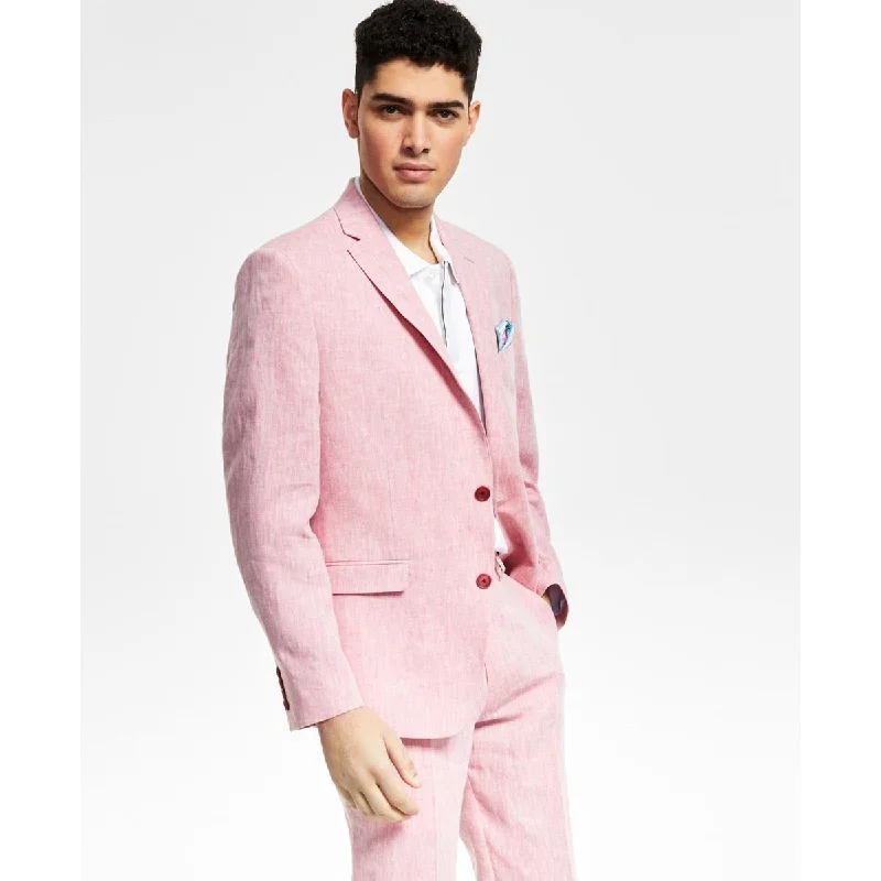 Bar III Men's Slim Fit Linen Suit Jackets Pink Size 40