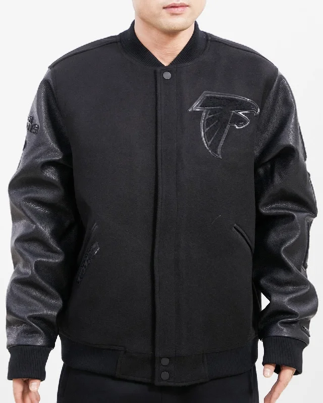 NFL ATLANTA FALCONS TRIPLE BLACK WOOL MEN'S VARSITY JACKET (TRIPLE BLACK)