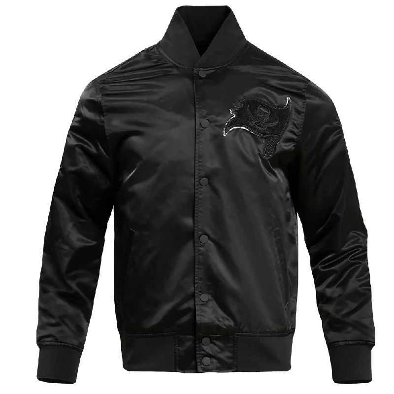 NFL TAMPA BAY BUCCANEERS TRIPLE BLACK MEN'S SATIN JACKET (TRIPLE BLACK MEN'S)