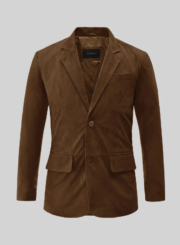 Mid Brown Suede Leather Blazer