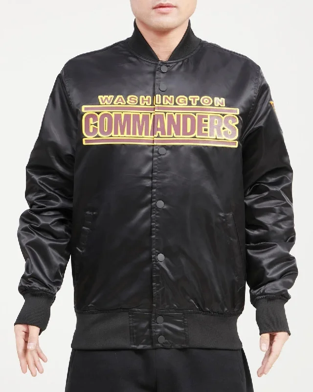 NFL WASHINGTON COMMANDERS BIG LOGO MEN'S SATIN JACKET (BLACK)