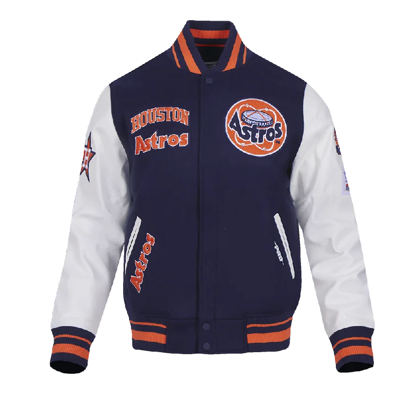 MLB HOUSTON ASTROS RETRO CLASSIC MEN'S RIB WOOL VARSITY JACKET (MIDNIGHT NAVY/ORANGE/MIDNIGHT NAVY)