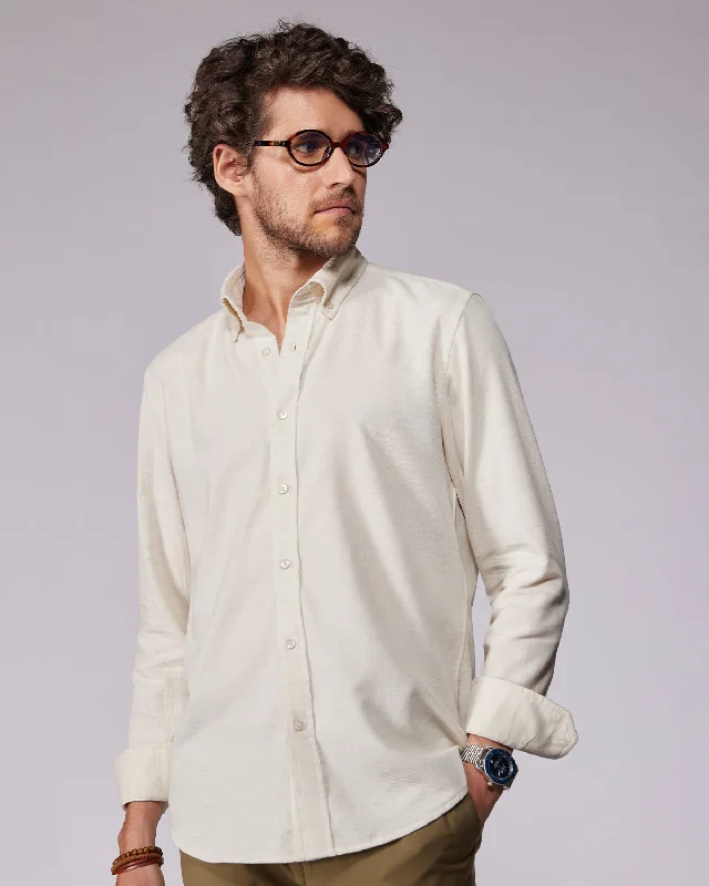 Ecru Melange Corduroy Shirt