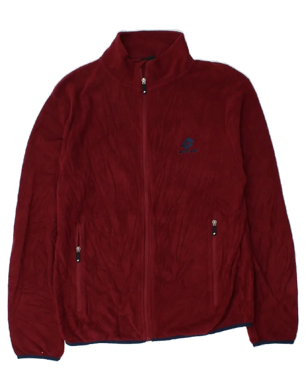 LOTTO Mens Fleece Jacket IT 42 XL Maroon Polyester