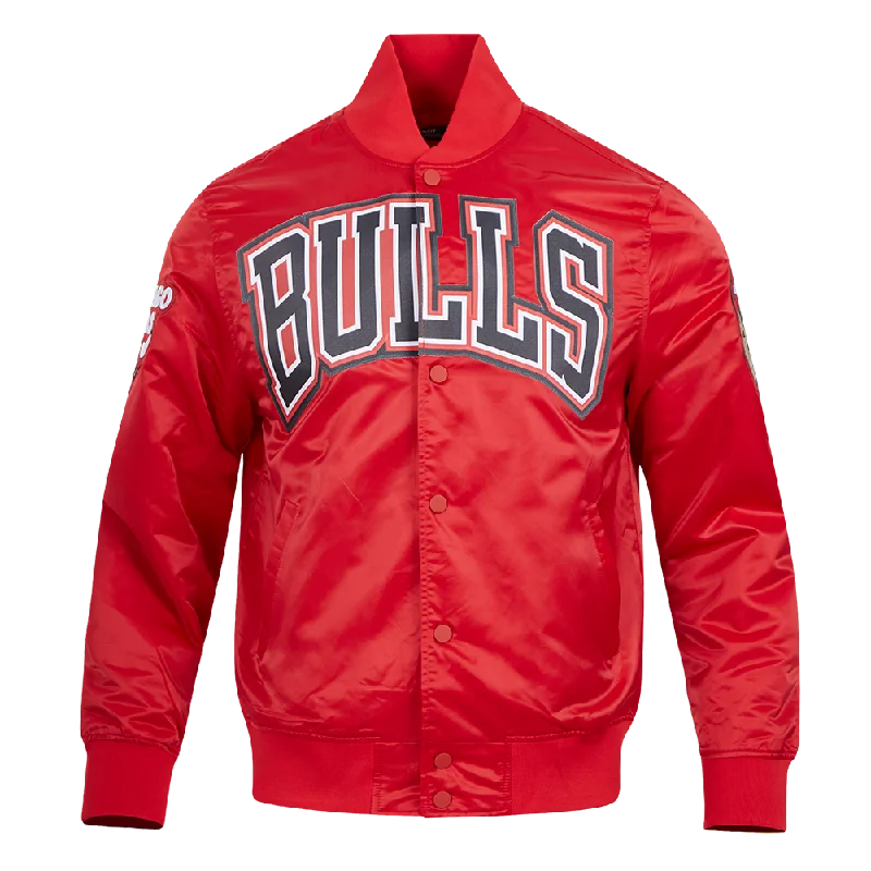 NBA CHICAGO BULLS BIG LOGO MEN'S SATIN JACKET (RED)