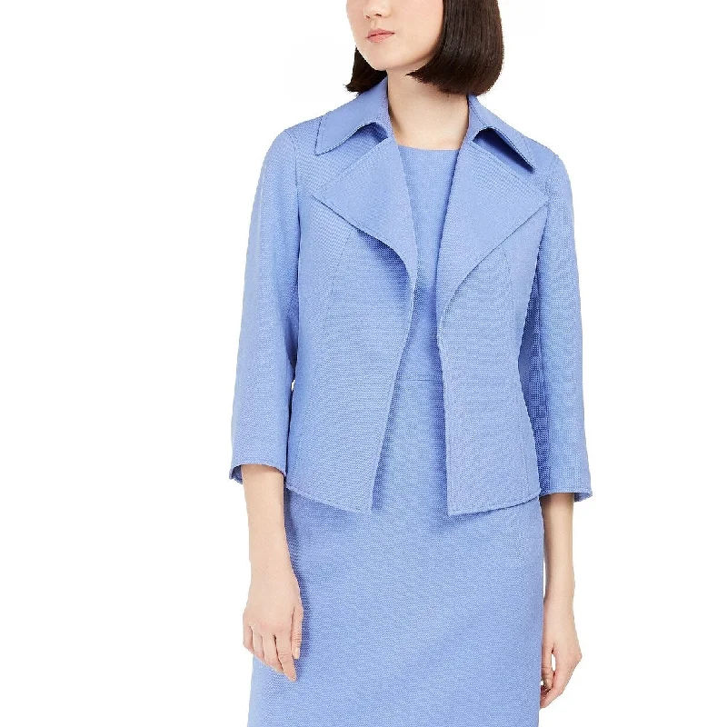 Anne Klein Women's Ridge Crest Wide Collar Twill Jacket Blue Size 16