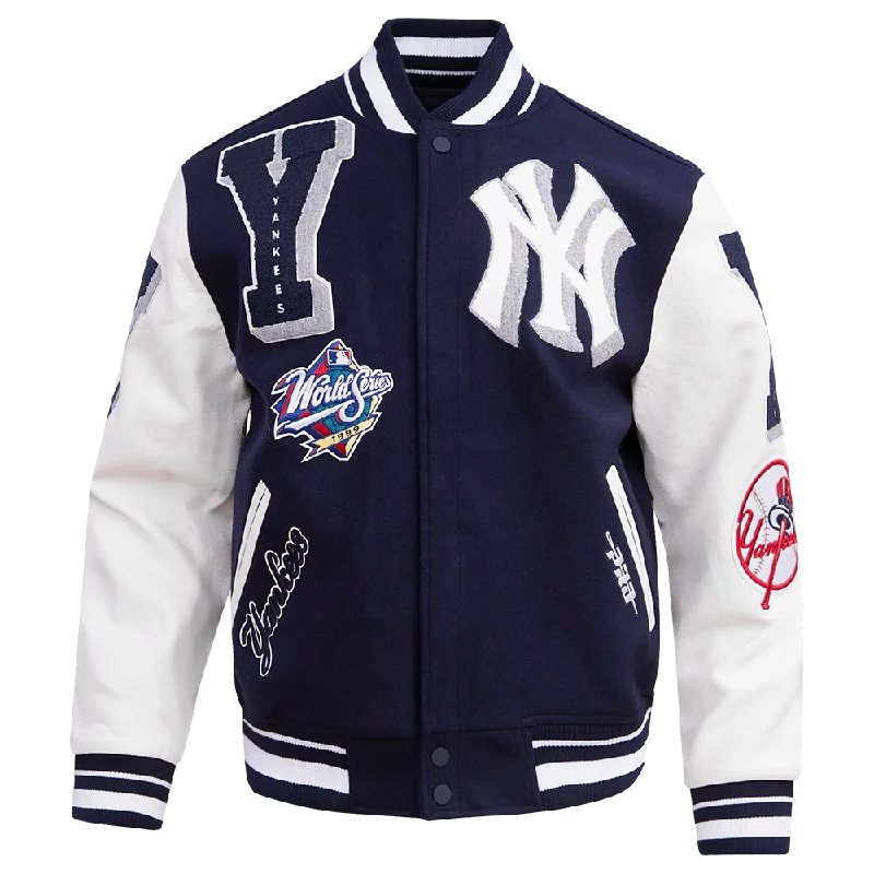 MLB NEW YORK YANKEES MASHUP MEN'S RIB WOOL VARSITY JACKET (MIDNIGHT NAVY/WHITE)