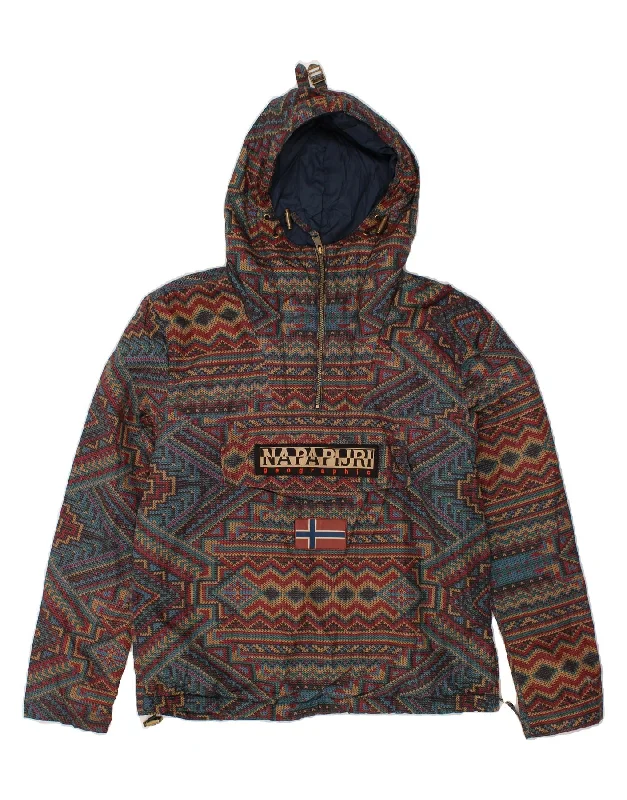 NAPAPIJRI Mens Graphic Hooded Anorak Jacket UK 42 XL Blue Fair Isle