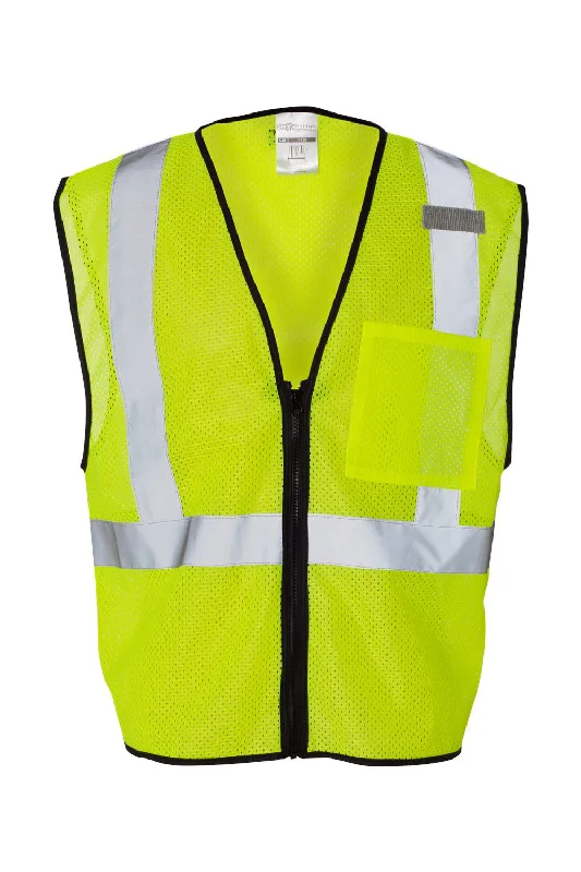 Kishigo Mens Single Pocket Zipper Mesh Class 2 Vest - Lime Green