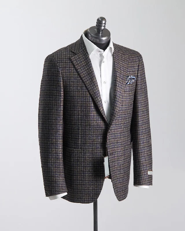 Luxury Wool Marled Gingham Soft Constructed 'Kei' Jacket