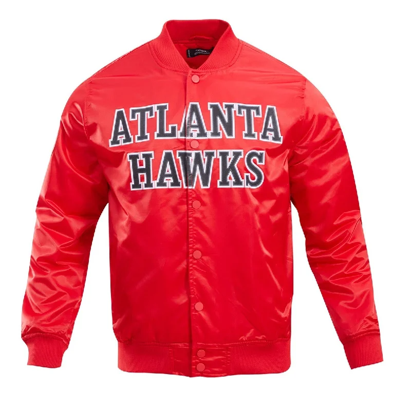 NBA ATLANTA HAWKS BIG LOGO MEN'S SATIN JACKET (RED)