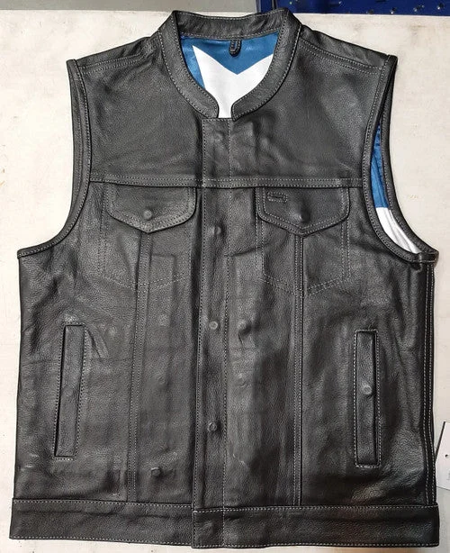 Men's Leather Vest with Texas Flag Lining 6665.TXS MV PS