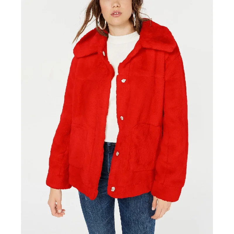 Jou Jou Juniors' Faux-Fur Jacket Red Size Medium