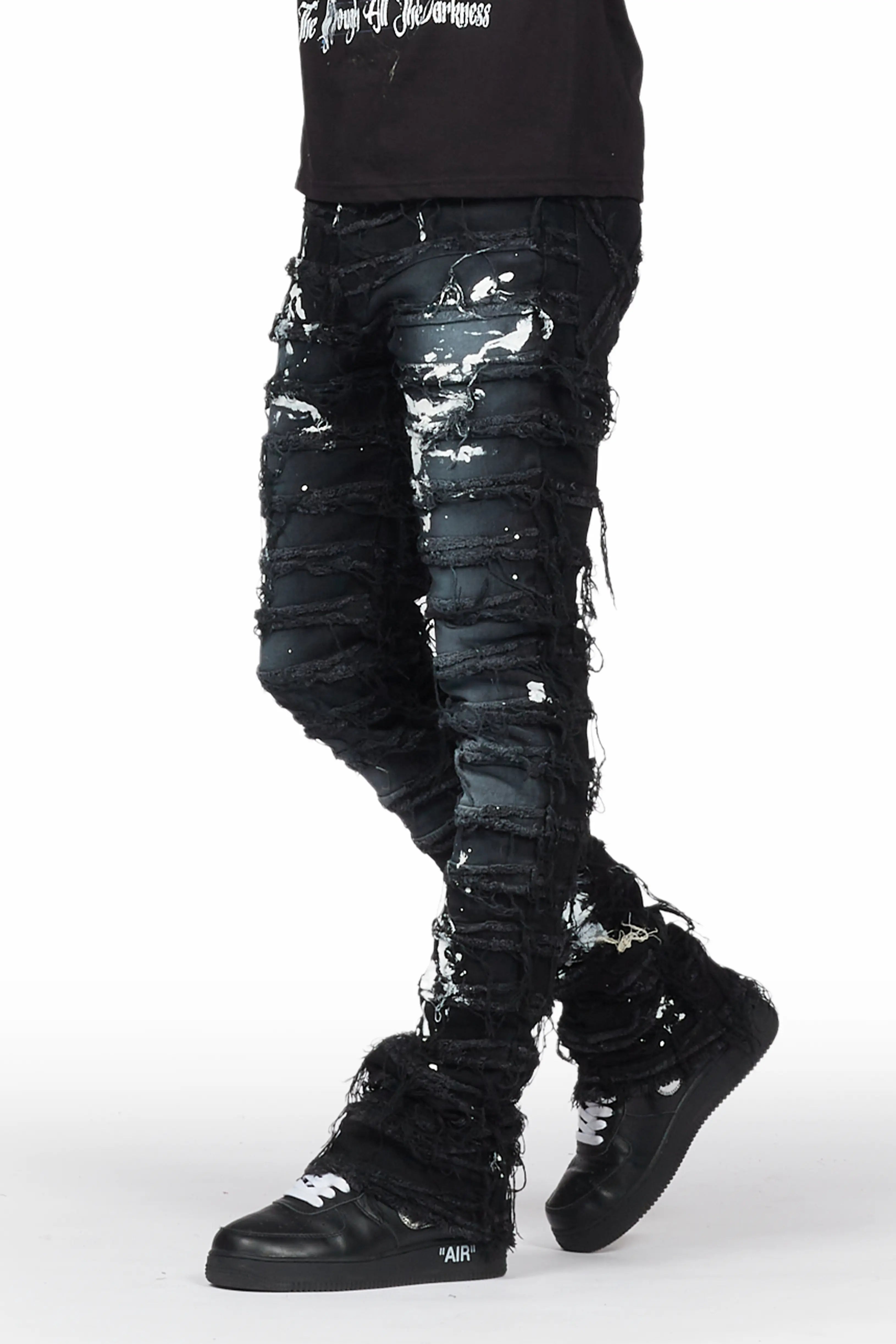 Garson Black Painter Stacked Flare Jean