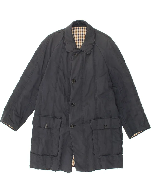 AQUASCUTUM Mens Overcoat UK 38 Medium Navy Blue