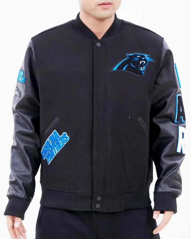 NFL CAROLINA PANTHERS CLASSIC WOOL MEN'S VARSITY JACKET (BLACK)