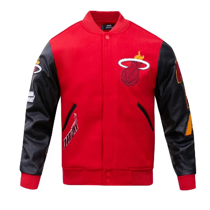 NBA MIAMI HEAT CLASSIC WOOL MEN'S VARSITY JACKET (RED/BLACK)