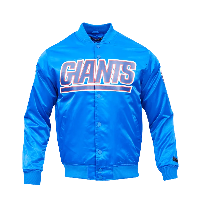 NFL NEW YORK GIANTS TEAM BIG LOGO MEN'S SATIN JACKET (ROYAL BLUE)