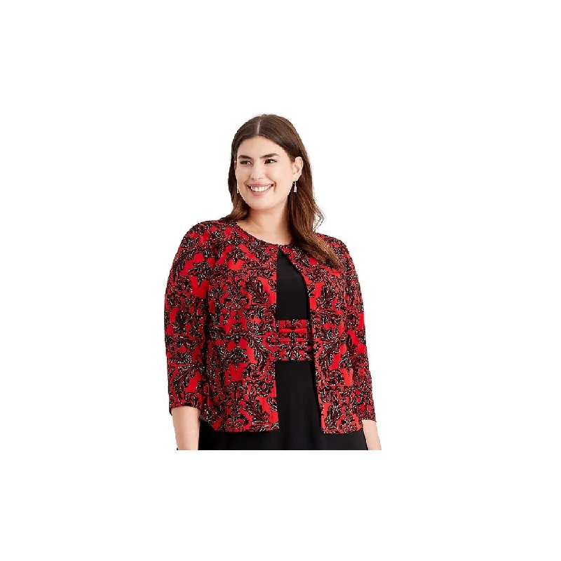 Jessica Howard Women's Plus Size Glitter Jacket Red Size 14W