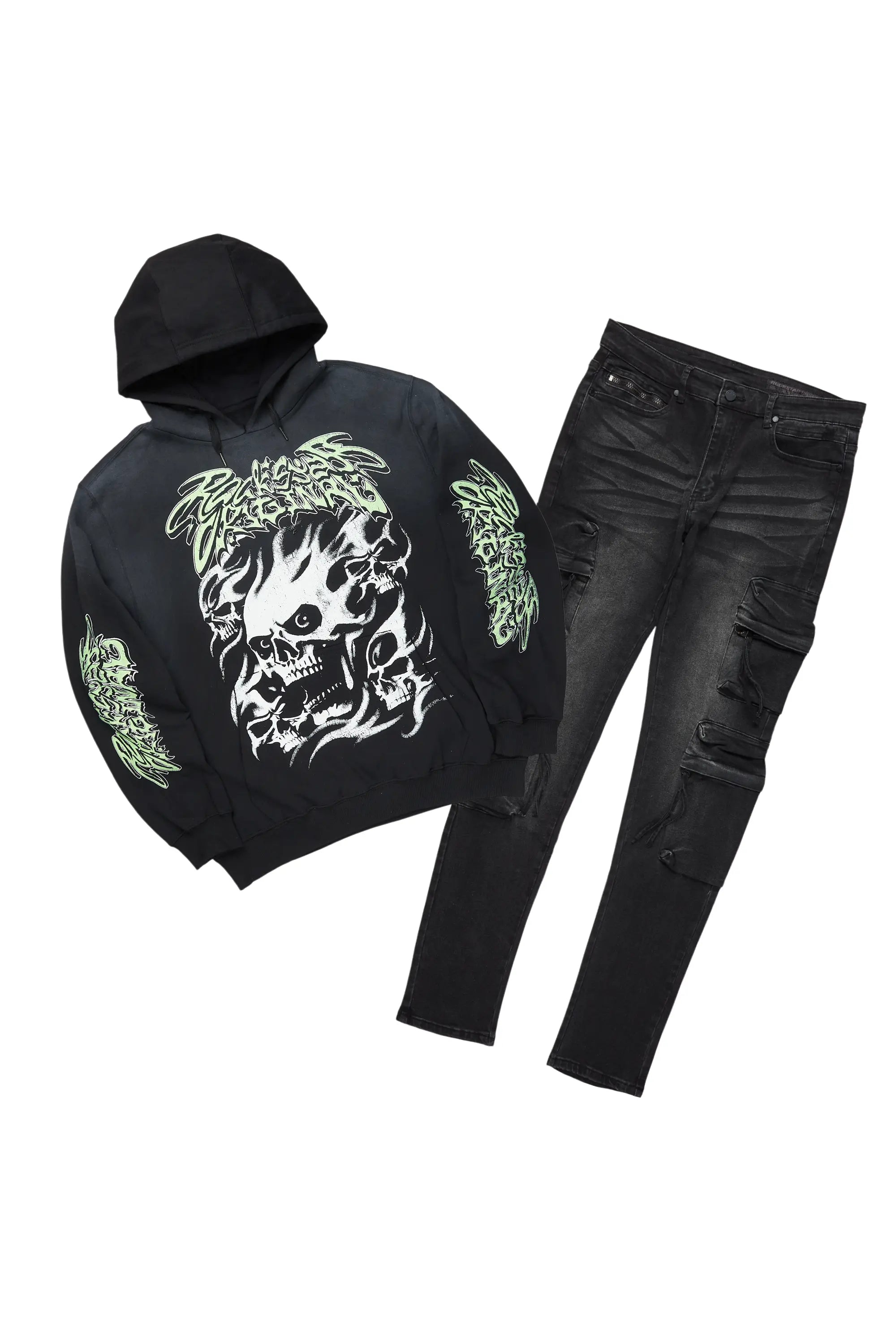 Schtupp Black Hoodie/Slim Fit Jean Set