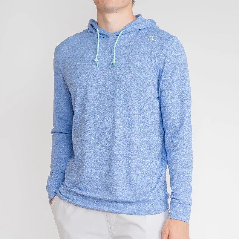 Hesi Performance Hoodie | Heather - Bunker Blue/White - Mint Green