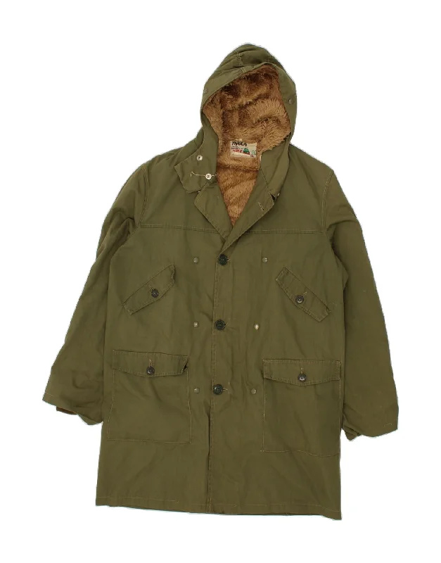 RIFLE Mens Hooded Parka Jacket UK 40 Large Green Acrylic