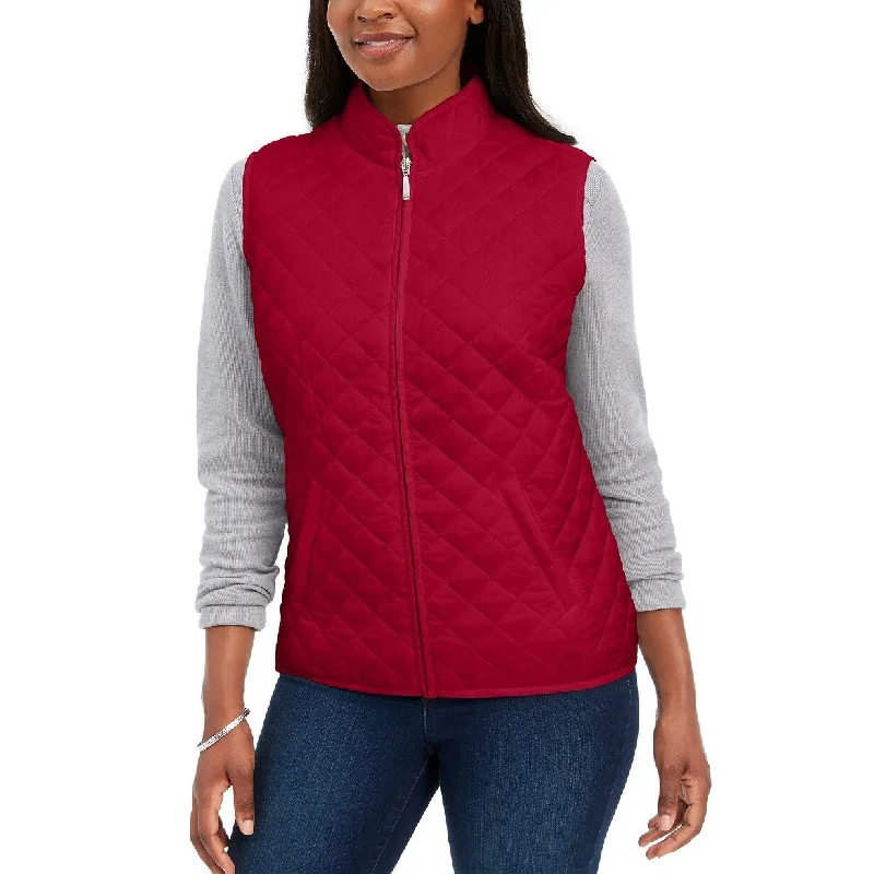 Karen Scott Women's Sport Quilted Puffer Vest Bright Red Size Medium